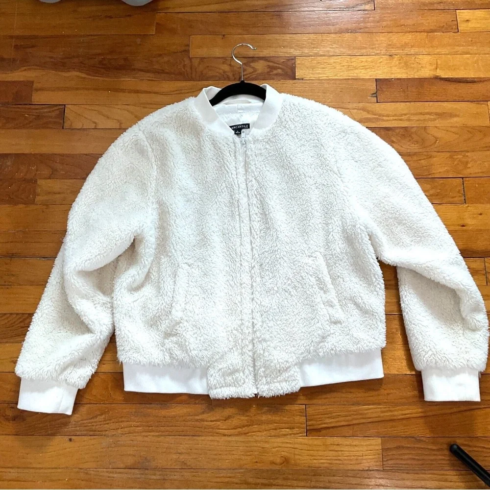 J. Crew Cream Sherpa Bomber Jacket